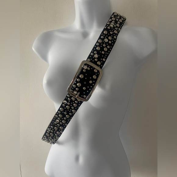 rhinestone belt Accessories - Rhinestone bling studded design leather.belt vintage suede black Western suede